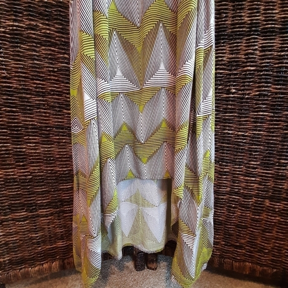 Billabong Geometric Print Cutout High Low Maxi Dress Green Brown Size Large - Picture 3 of 11